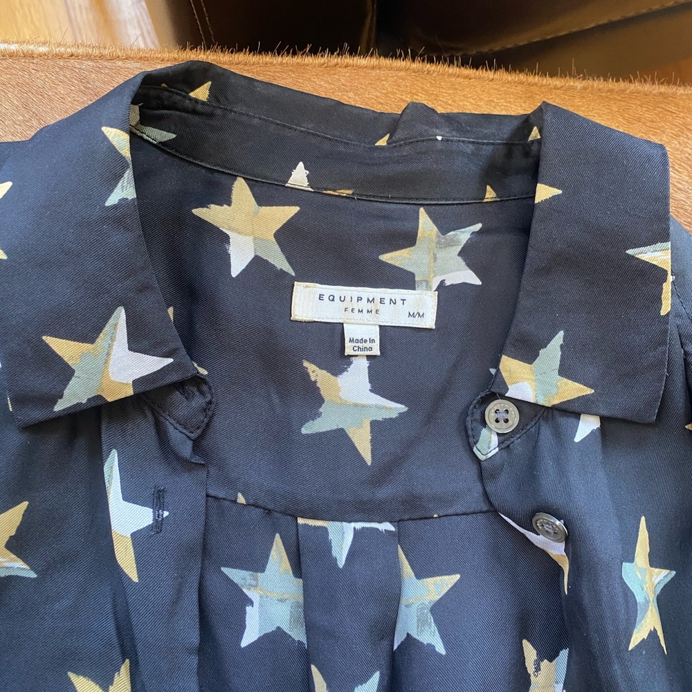 Star Patterned Silk Button Down - image 8